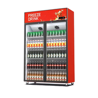 Vitrine d'affichage commerciale à double porte multifonction refroidisseur de supermarché compresseur refroidisseur d'air refroidisseur de bière porte en verre refroidisseur congélateur