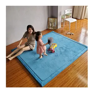 Tapis d'exercice doux au toucher Tatami, tapis de sol en velours corail, imprimé dessin animé, tapis de relaxation, mousse à mémoire de forme, tapis pour enfants, tapis pour bébé