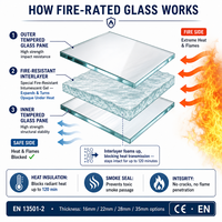 Vidrio Resistente al Fuego de Alta Calidad de 6-15 mm / Vidrio Ignífugo / Vidrio de Seguridad para Ventanas y Puertas