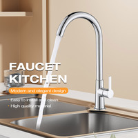 Robinet de cuisine moderne en chrome et zinc, à eau froide, avec bec pivotant à arceau haut, monocommande, à poser sur comptoir, avec cartouche céramique, rotation 360°