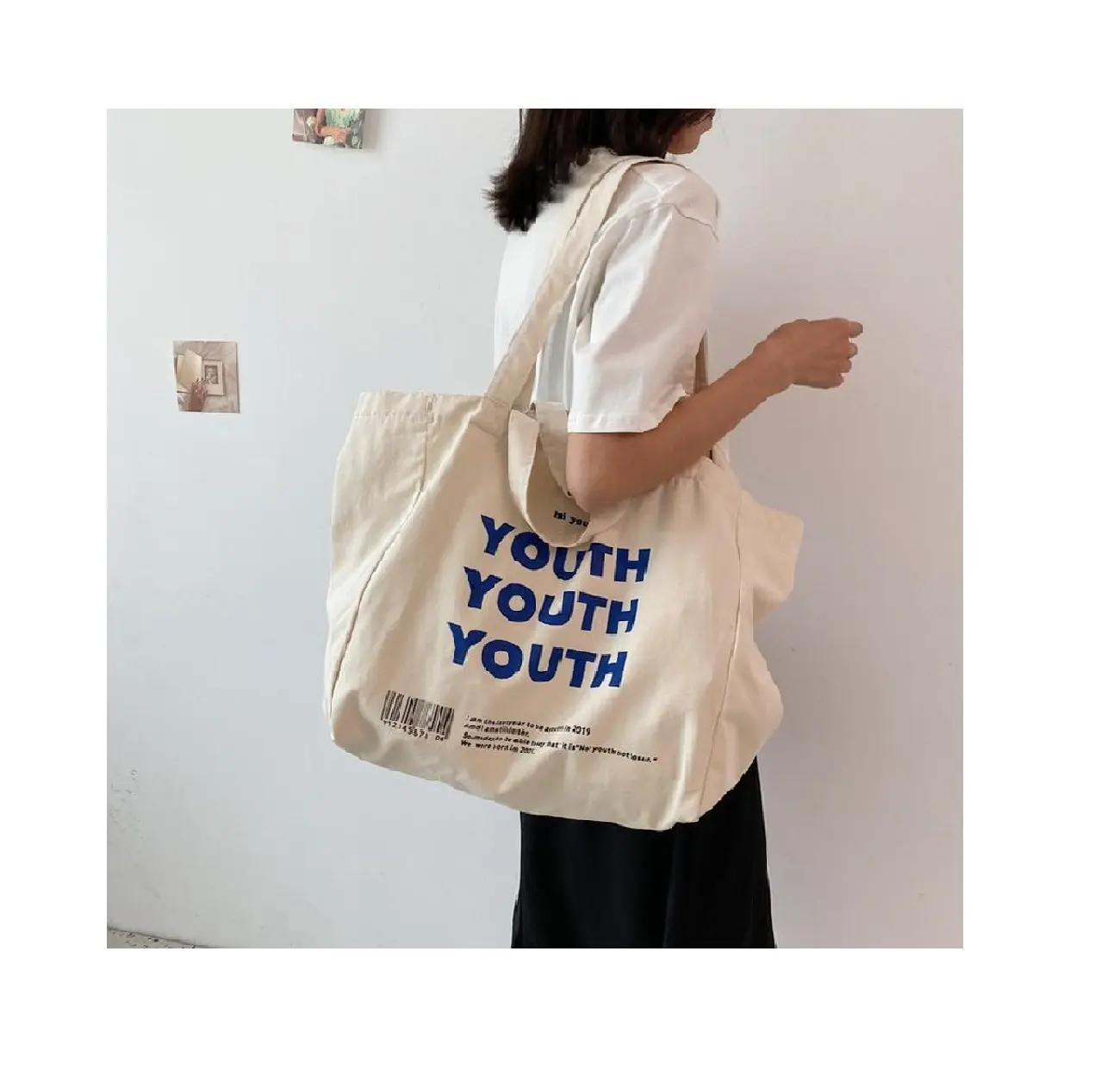 Youth Custom Print Personalized Reusable Shopping Printing Cotton Bag With Logo Canvas Packing Tote Bag Hand Shoulder Cotton Bag