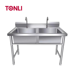 Évier double moderne en acier inoxydable avec pare-éclaboussures, idéal pour l'équipement hôtelier et de restauration - Offre Spéciale - Product Image 2