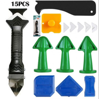 Kit d'outils de finition de calfeutrage à tête en acier inoxydable, dissolvant de coulis de calfeutrage, grattoir outils de finition, applicateur de buse en Silicone