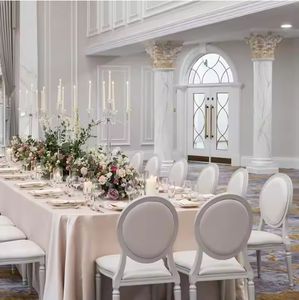 Vente en gros bon marché chaise de banquet pour fête en plein air chaises de salle à manger de mariage or blanc - Product Image 4