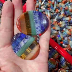 Venta al por mayor 7 <span class=keywords><strong>Chakra</strong></span> Preocupación Piedra Cristal Natural Terapia Reiki Pulgar Gema 35x45mm Cristal Terapia Preocupación Piedra - Product Image 3