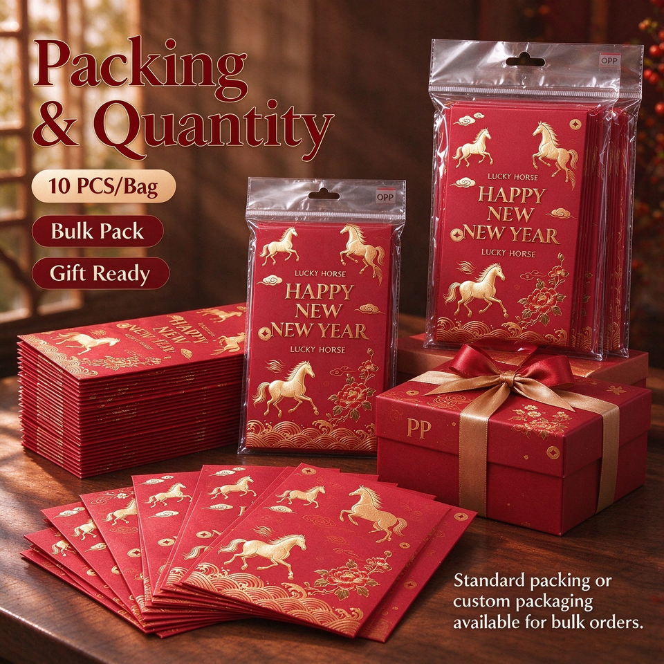 Year of the Horse 2026 Red Packet Wholesale, Custom Gold Foil Hot ...