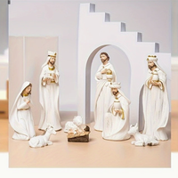 Ensemble de nativité classique en résine de 9 pièces JSA14 Figurines de scène de naissance de Jésus Maison Cuisine Scène de crèche décorative