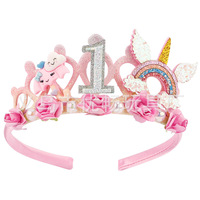 Serre-tête en plastique fait main SuPoo pour enfant de 2 ans - Couronne de fleurs, diadème de princesse pour filles, décorations mignonnes pour fête d'anniversaire