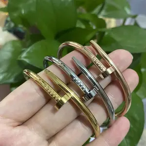 Изысканные браслеты из нержавеющей стали, модные ювелирные изделия, 18K Позолоченные Открытые кубические циркониевые браслеты для мужчин и женщин