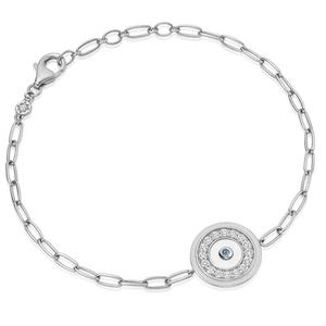 925 Silver Women Jewelry 14K <b>Gold</b> Mother-of-<b>pearl</b> Sapphire Coin Disc <b>Bracelet</b> - Product Image 5