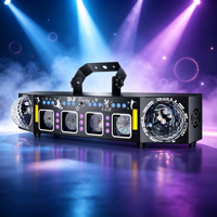 Lumière d'effet de scène 80W, 29 motifs laser, double boule disco LED UV, stroboscope doré pour DJ, fête disco, certifié CE FCC