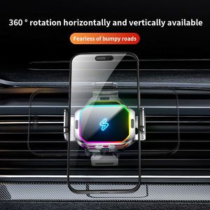 Chargeur de <span class=keywords><strong>voiture</strong></span> sans fil universel JEDI Mini, léger, multifonctionnel, avec rotation à 360°, 15W, support <span class=keywords><strong>lumineux</strong></span> RGB - Product Image 3