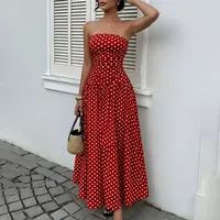 Robe d'été pour femmes à épaules dénudées, motif à pois, décontractée, à porter au quotidien, disponible en plusieurs couleurs et tailles