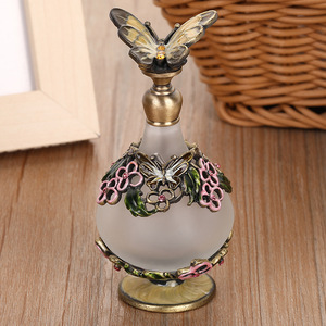 Antique 25ml <b>Gourd</b> <b>Bottle</b> for Essential Oils New Enamel Color Butterfly Arab Style Flat Shape Exquisite Inlaid Perfume <b>Bottle</b> - Product Image 3