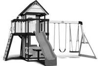 Ensemble de terrain de jeu en bois pour enfants tour d'arrière-cour extérieure avec échelle d'escalade en corde balançoire et accessoires en plastique