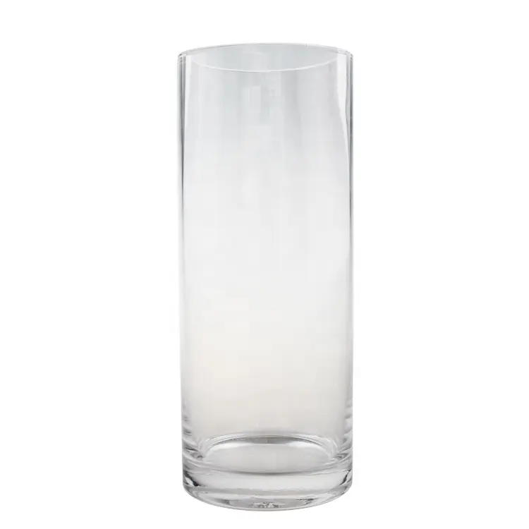 Florero de cilindro de vidrio transparente, Popular, clásico, personalizado, de diferentes tamaños