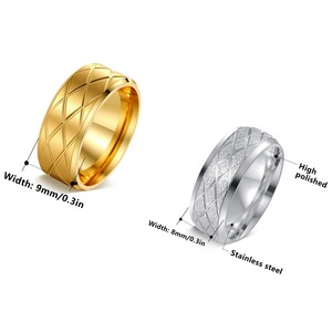 8mm 9mmステンレスリング 18金メッキ 防水ジュエリー 婚約指輪 結婚指輪 メンズ デイリーユース - Product Image 4
