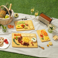 Planche à découper en bois, ensemble de 4 pièces en bambou carbonisé avec surface lisse et rangement facile pour cuisines très occupées