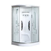 Douche double de luxe baignoire autoportante à l'intérieur de la salle de bain en verre prêt à l'emploi