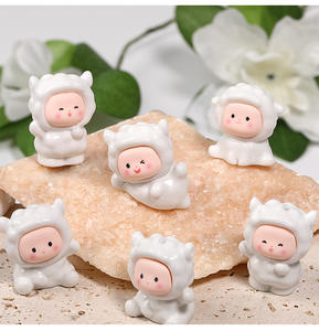 Wholesale New <b>Cute</b> Cartoon Lamb <b>Doll</b> with Hole Loose Bead Keychain DIY Resin Charms Handmade Materials - Product Image 5
