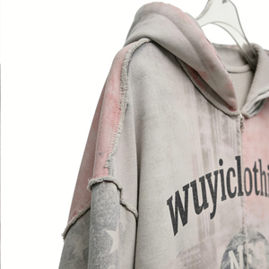 High Quality Vintage <b>Acid</b> Wash Hoodie Men Oversized <b>Drop</b> Shoulder Distressed Streetwear Custom Logo Unisex Hoodies - Product Image 3