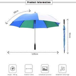 Sombrilla de Golf Recta con Toldo de Doble Capa, Ventilada, con Recubrimiento UV Negro, de Fibra de Vidrio Azul Marino, en Macramé - Product Image 4
