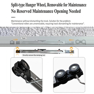 Kit de guides à fermeture amortie avec amortisseur de rail pour roues de rail <span class=keywords><strong>suspendu</strong></span> de <span class=keywords><strong>portail</strong></span>, quincaillerie coulissante et roulettes pour porte escamotable à encastrer - Product Image 4