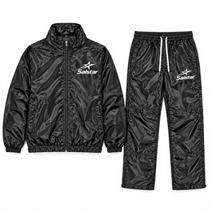 Ensemble de survêtement noir personnalisé pour homme – Veste coupe-vent et pantalon légers, imperméables, pour le sport, l'entraînement et le jogging – OEM ODM - Product Image 1