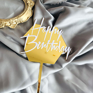 ท็อปเปอร์เค้กอะคริลิค รูปน้ำผึ้งและรสหวาน สีดำทอง สไตล์ยุโรป สำหรับตกแต่งเค้กวันเกิด - Product Image 2