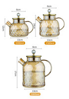 Bouilloire en verre borosilicate de haute qualité 1000ml 1500ml 1800ml avec diamants, cafetière en verre, théière en verre avec couvercle en acier inoxydable