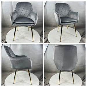 <span class=keywords><strong>Fauteuil</strong></span> de salle à manger <span class=keywords><strong>scandinave</strong></span> de luxe en <span class=keywords><strong>velours</strong></span> capitonné avec siège rembourré et base en métal – Meuble d'appoint très prisé pour la maison - Product Image 6