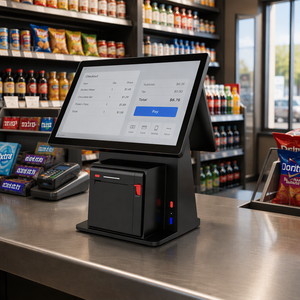 Sistema POS Todo en Uno con Pantalla Táctil Dual de 14 Pulgadas, <span class=keywords><strong>Windows</strong></span> Android, 4 GB + 64 GB, para Minoristas, Supermercados y Restaurantes - Product Image 1