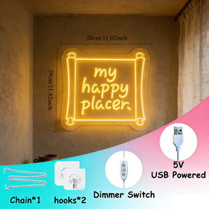 Letrero de Neón Personalizado para Negocios Neonawall, Letrero LED de Neón al por Mayor con la Frase 'Mi Lugar Feliz' para Tiendas de Snacks, Hogar, Cafetería, Decoración de Pared para Fiestas, Regalos - Product Image 2