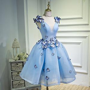 Novo Vestido de Dança Estilo Simples para Performance, Padrão Azul, Comprimento até o Joelho, para Baile de Formatura e Casamento - Product Image 2