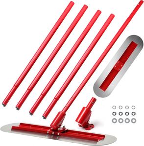 Kit de Herramientas para Alisar Concreto con Tabla de Acero Inoxidable, Extremo Redondo de 48x12 Pulgadas, 4 Varillas Extensibles de Aleación de Aluminio y Soporte Inclinable - Product Image 1