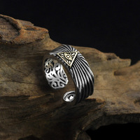 S925 argent Sterling oeil de dieu réglable Couples anneau Cool tridimensionnel métal anneaux pour hommes Turquoise bijoux fins anneaux