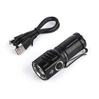 Senter Klip Genggam Portabel Aluminium Mini Pengisi Daya USB Ringan 84g Kuat untuk Olahraga Luar Ruangan Berburu Hitam