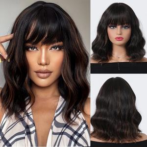 Perruque <span class=keywords><strong>courte</strong></span> ondulée synthétique, fibre résistante à la chaleur, <span class=keywords><strong>cheveux</strong></span> bouclés, perruque complète pour femmes, fête, usage quotidien, aspect naturel - Product Image 5