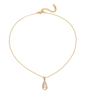 Collar de Cristal con Forma de Lágrima, Chapado en Oro de 18K, Engaste de Acero Inoxidable, Joyería para Uso Diario - Product Image 5