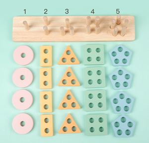 <strong>Wooden</strong> <strong>Sorting</strong> <strong>Stacking</strong> <strong>Blocks</strong> Kids Color <strong>Shape</strong> Cognition <strong>Block</strong> <strong>Set</strong> Preschool Learning Montessori Educational Toy - Product Image 3