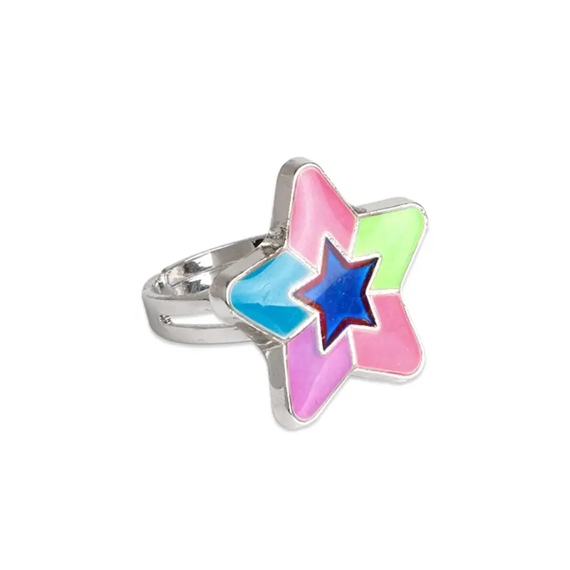 Fashion Jewelry Silver Color Changing Color Fluorescent Emotion Feeling Adjustable Mood Rings Hot
