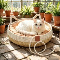 Coussin pour chat amovible en éponge tissée, design moderne de dessin animé, résistant à l'usure, lavable, pour toutes les saisons, utilisation en intérieur, fournitures pour animaux de compagnie