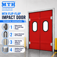 Porte de circulation double action MTH Standard Inox PU avec charnières bidirectionnelles pour couloirs d'usines alimentaires et vestiaires