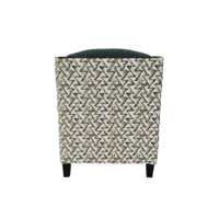 Fauteuil de salon contemporain en tissu rembourré avec dossier décoratif et pieds en bois