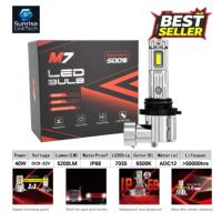 Phares LED de voiture SunRise M7 9006 12V/24V 40W 5200LM 6500K IP68 étanches avec plaque en cuivre, Canbus Plug and Play, ajustement universel
