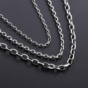Collier long en acier inoxydable avec chaîne à maillons géométriques, couleur argent, bijoux unisexes tendance, cadeau - Product Image 2