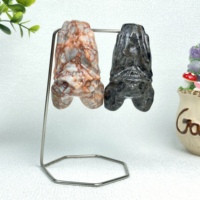 Vente en gros de sculptures de chauves-souris en cristal naturel, artisanat populaire, pierres de guérison, sculptures d'animaux en Yooperlite et obsidienne noire, en vente