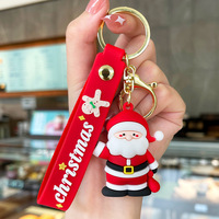 2024 père noël bonhomme de neige arbre de noël porte-clés mignon Pvc dessin animé poupée porte-clés nouvel an décoration porte-clés accessoires