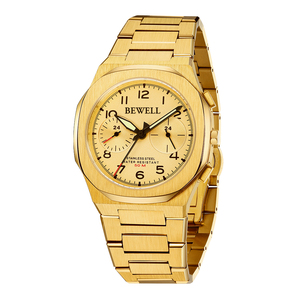 Montre chronographe à quartz personnalisée en acier doré massif pour hommes - Product Image 5