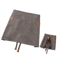 Tablier de travail vintage en toile avec logo personnalisé, poches et taille ajustable, pour barista, café, restaurant, fleuriste, hommes et femmes